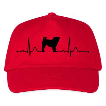 MOPS - PUG heartbeat Herzschlag - Kinder Basecap - Rot - Vorne