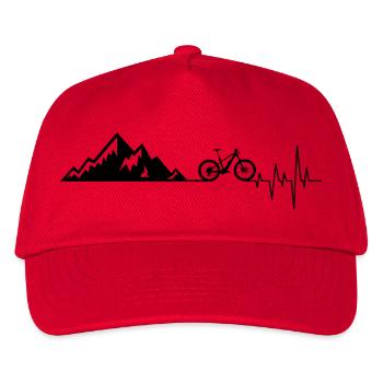 Herzschlag Berge Fahrrad - Kinder Basecap - Rot - Vorne