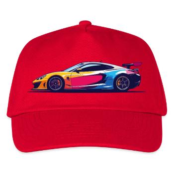 Bunter Super Sportwagen Rennauto Kunst - Kinder Basecap - Rot - Vorne