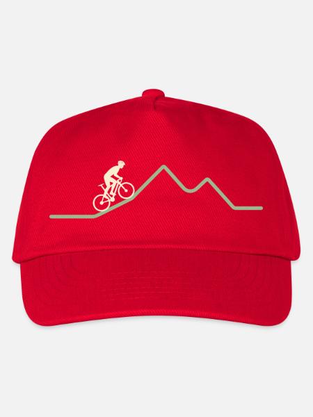 Mountainbike Berglinie – Minimalistisches Motiv - Kinder Basecap - Rot