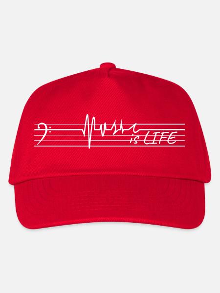 Musik ist Leben - Bassschlüssel - Kinder Basecap - Rot