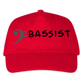 Ich spiele Bass - Ich bin Bassist - Kinder Basecap - Rot - Vorne
