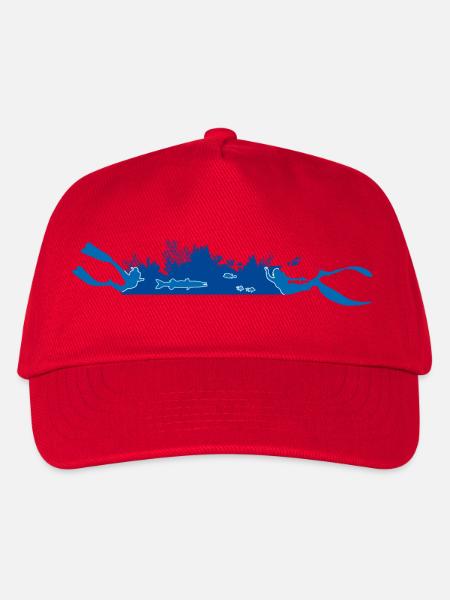 Tauchen & Freitauchen – Silueta Arrecife - Kinder Basecap - Rot