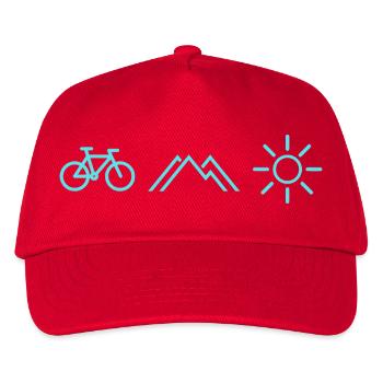 Fahrrad Berge Sonne - Kinder Basecap - Rot - Vorne