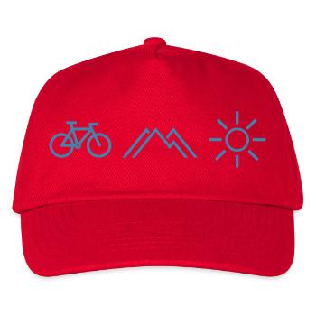 Fahrrad Berge Sonne - Kinder Basecap - Rot - Vorne