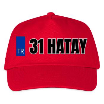 31 Hatay Kennzeichen | Türkisches Kennzeichen - Kinder Basecap - Rot - Vorne