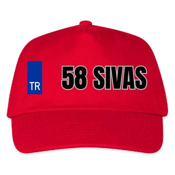 58 Sivas Kennzeichen | Türkisches Kennzeichen - Kinder Basecap - Rot - Vorne