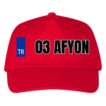 03 Afyon Kennzeichen | Türkisches Kennzeichen - Kinder Basecap - Rot - Vorne