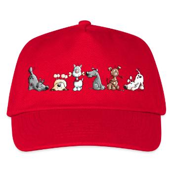Happy Dogs Hunde Rudel Hund Cartoon  - Kinder Basecap - Rot - Vorne