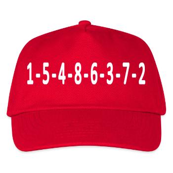V8 Zünd-Reihenfolge - Auto Geschenk Idee weiß - Kinder Basecap - Rot - Vorne