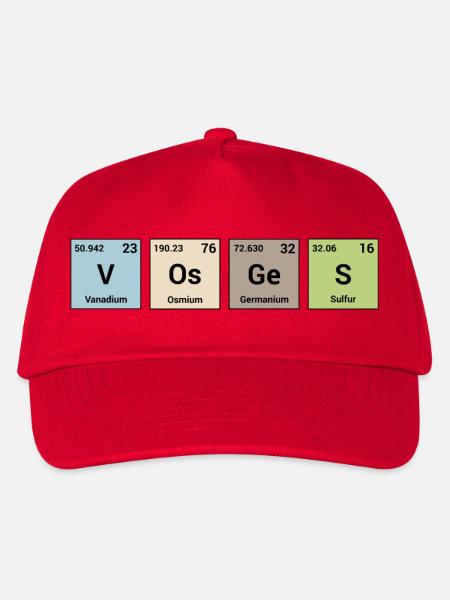Vogesen in periodischen Elementen - Kinder Basecap - Rot