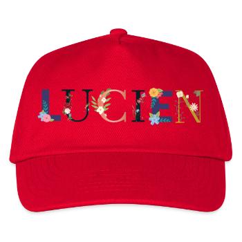 LUCIEN name decorated with flowers - Kids’ Baseball Cap - red - Front