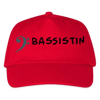 Ich spiele Bass - Ich bin Bassistin - Kinder Basecap - Rot - Vorne