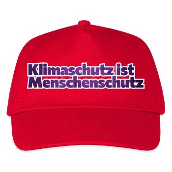 Klimaschutz ist Menschenschutz - Kinder Basecap - Rot - Vorne