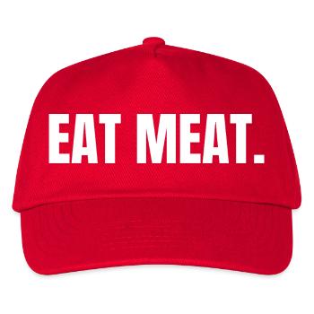 EAT MEAT | Carnivore T-Shirt | steak statement - Kinder Basecap - Rot - Vorne