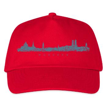 München Skyline (Vintage/Blau) - Kinder Basecap - Rot - Vorne