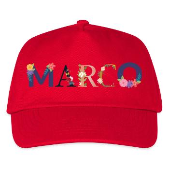 MARCO name decorated with flowers - Kids’ Baseball Cap - red - Front