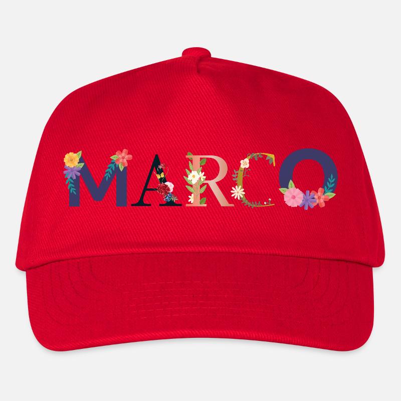 MARCO Name mit Blumen geschmückt - Kinder Basecap - Rot