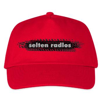 selten radlos reifenabdruck spruch radfahren - Kinder Basecap - Rot - Vorne