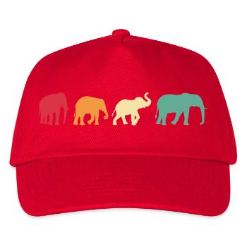 Elefant Vintage Geschenk Afrika - Kinder Basecap - Rot - Vorne