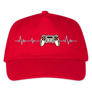 Herzschlag Gaming-Controller - Kinder Basecap - Rot - Vorne