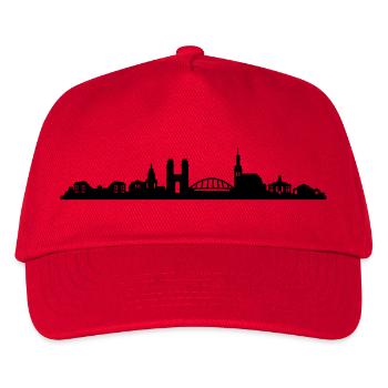 Skyline Saarbrücken Silhouette - Kinder Basecap - Rot - Vorne