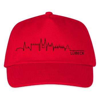 Skyline - Lübeck - Kinder Basecap - Rot - Vorne