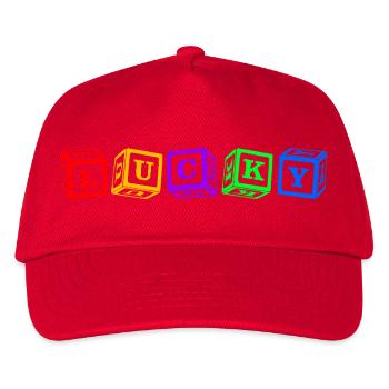 Lucky – Conception colorée de lettres en cube 3D - Casquette de baseball Enfant - rouge - Devant