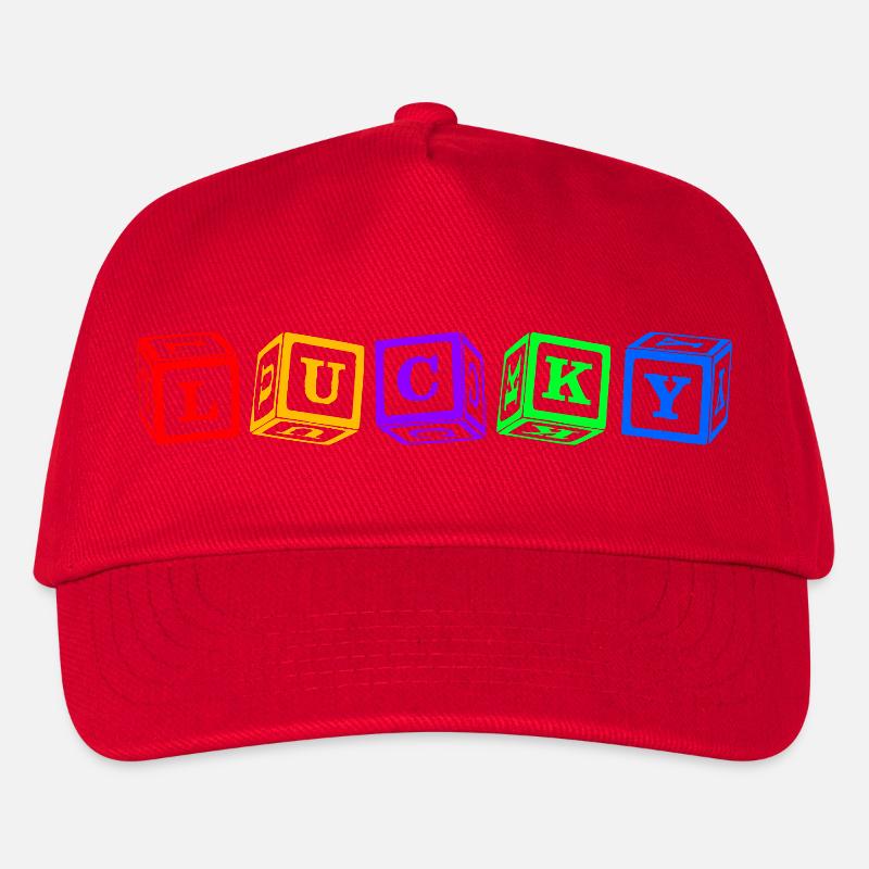 Lucky – Conception colorée de lettres en cube 3D - Casquette de baseball Enfant - rouge