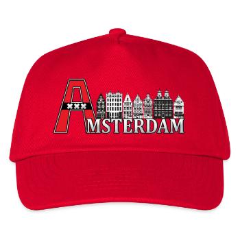 Amsterdam mit einem großen A - Kinder Basecap - Rot - Vorne