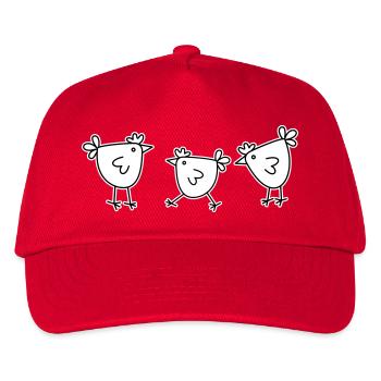 3 Hühner Hennen Federvieh - Kinder Basecap - Rot - Vorne