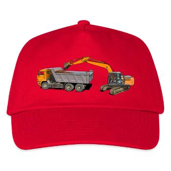L’excavatrice charge les camions - Casquette de baseball Enfant - rouge - Devant