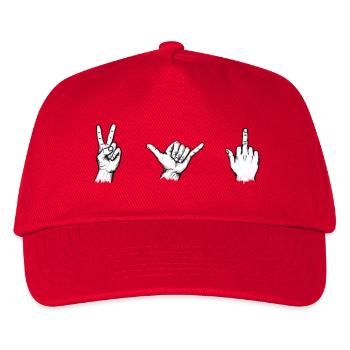 Handzeichen Victory Shaka (weiß)– Illustration - Kinder Basecap - Rot - Vorne