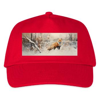 Fuchs Landschaft Schnee - Kinder Basecap - Rot - Vorne