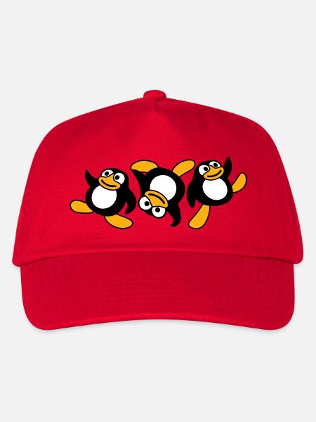 Trois pingouins breakdance Danse Fête Musique amusante - Casquette de baseball Enfant - rouge