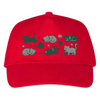 Spielende Katzen Grafik - Kinder Basecap - Rot - Vorne