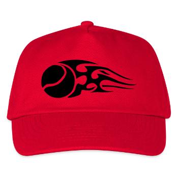 tennisball_flames_black - Kids’ Baseball Cap - red - Front