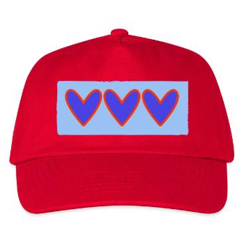 HERZ. HERZ. VALENTINSTAG. LIEBE. LIEBE. PAAR. - Kinder Basecap - Rot - Vorne