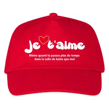 JE T'AIME T-Shirt - Lustige Zitate NEU 26 - Kinder Basecap - Rot - Vorne
