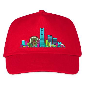 Yokohama City Skyline Wahrzeichen Turm-Kunst - Kinder Basecap - Rot - Vorne