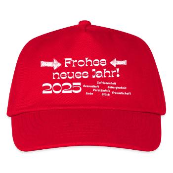Frohes neues Jahr 2025 Segenswünsche weißer Text - Kinder Basecap - Rot - Vorne