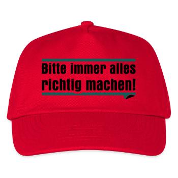 Bitte immer alles richtig machen - Kinder Basecap - Rot - Vorne