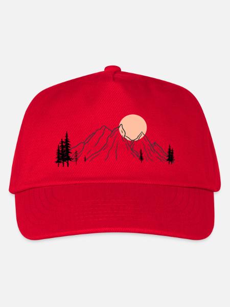 Sonnenbeschienene Bergsilhouette - Kinder Basecap - Rot