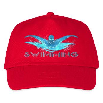 Dynamischer Schwimmer mit Wasserwellen - Kinder Basecap - Rot - Vorne