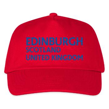 Edinburgh – Schottland Textdesign - Kinder Basecap - Rot - Vorne