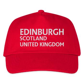 Edinburgh – Schottland Textdesign - Kinder Basecap - Rot - Vorne