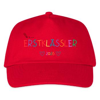 Erstklässler Einschulungsgeschenk Schulkind 2026 - Kinder Basecap - Rot - Vorne