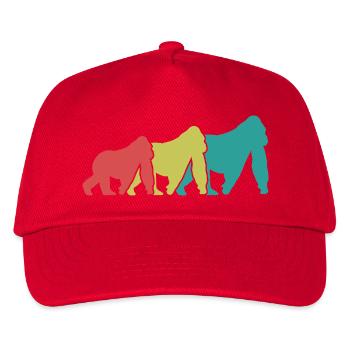 Three Monkeys Silhouettes Retro - Kids’ Baseball Cap - red - Front