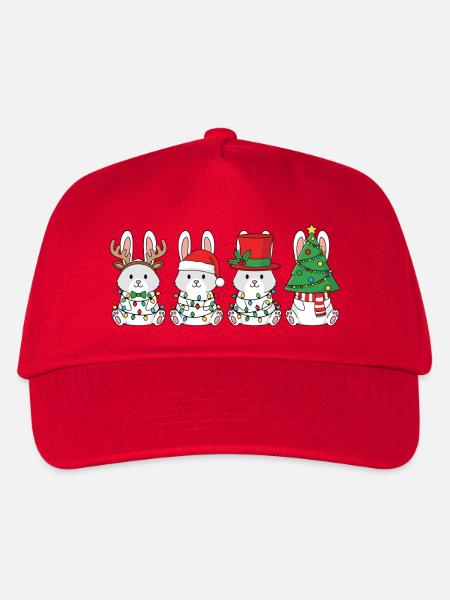 Kaninchen Weihnachtsmann Weihnachtsbeleuchtung - Kinder Basecap - Rot