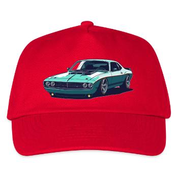 Teal Muscle Car Retro - Kinder Basecap - Rot - Vorne